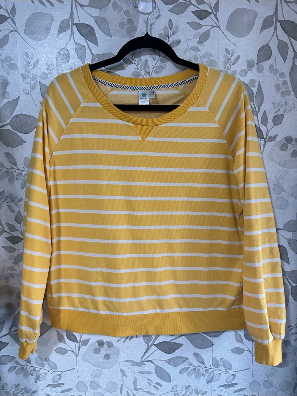 Aventura Yellow and White Striped Crewneck Sweater